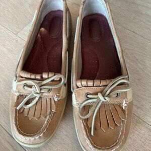 Sperry Top Sider Boat Shoes, Tan, Size 10